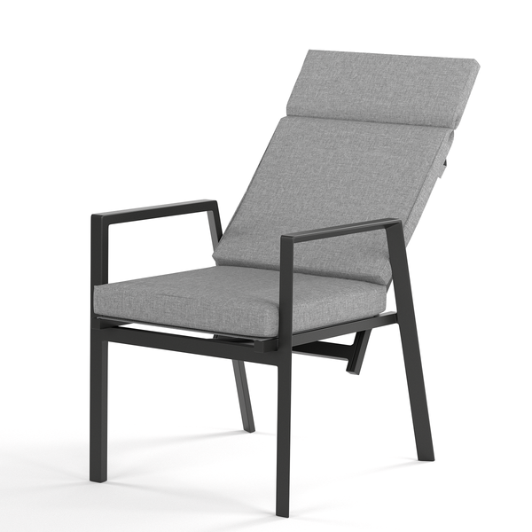 Verstellbarer Gartenstuhl Myluna 2er-Set - Aluminium / Webstoff - Grau