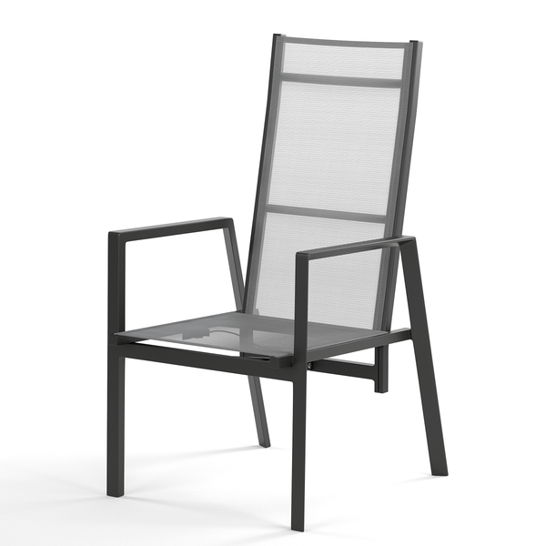 Verstellbarer Gartenstuhl Myluna 2er-Set - Aluminium / Webstoff - Grau