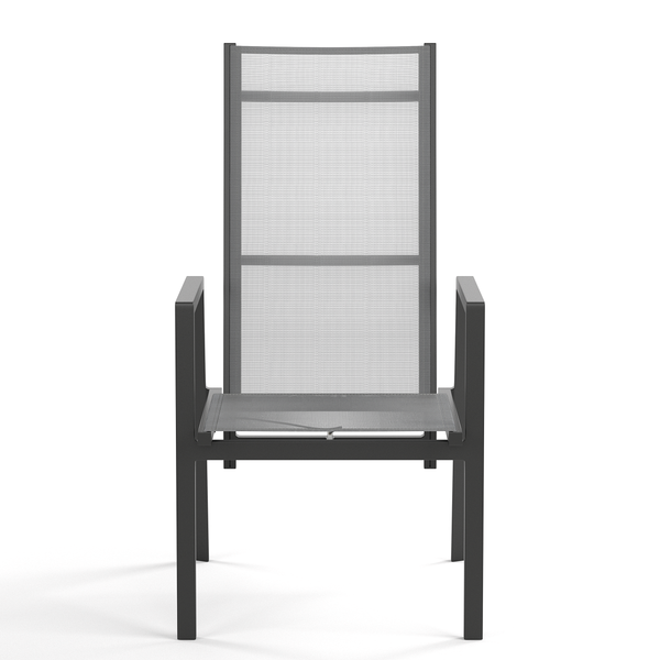 Verstellbarer Gartenstuhl Myluna 2er-Set - Aluminium / Webstoff - Grau