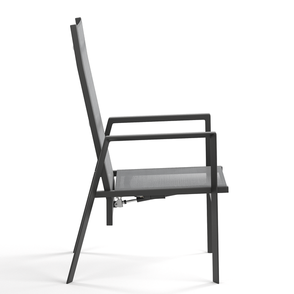 Verstellbarer Gartenstuhl Myluna 2er-Set - Aluminium / Webstoff - Grau