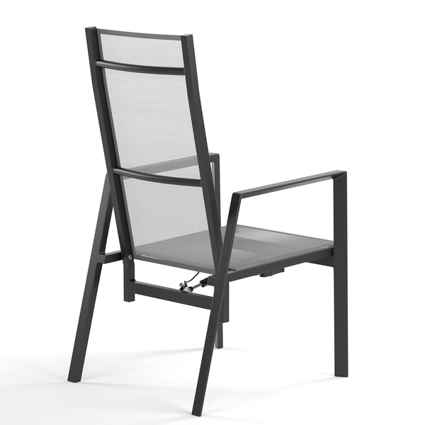 Verstellbarer Gartenstuhl Myluna 2er-Set - Aluminium / Webstoff - Grau