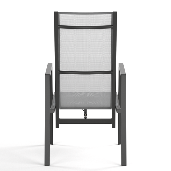 Verstellbarer Gartenstuhl Myluna 2er-Set - Aluminium / Webstoff - Grau