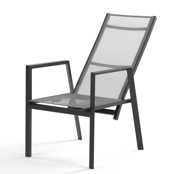 Verstellbarer Gartenstuhl Myluna 2er-Set - Aluminium / Webstoff - Grau