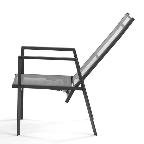 Verstellbarer Gartenstuhl Myluna 2er-Set - Aluminium / Webstoff - Grau