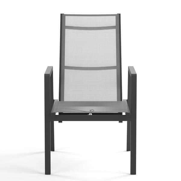 Verstellbarer Gartenstuhl Myluna 2er-Set - Aluminium / Webstoff - Grau