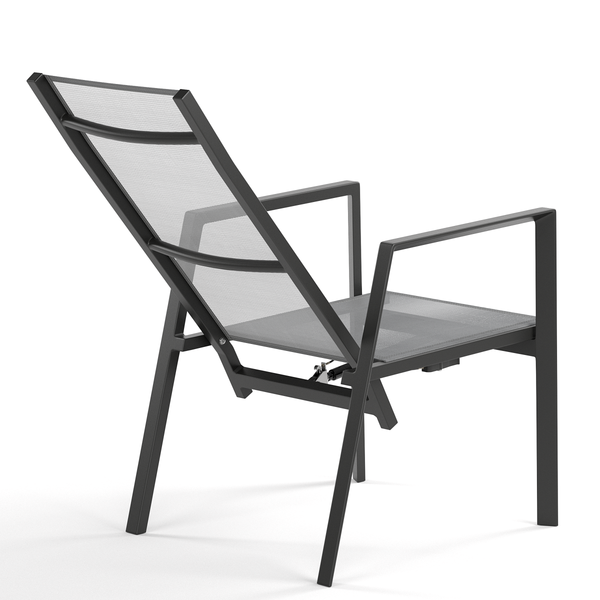 Verstellbarer Gartenstuhl Myluna 2er-Set - Aluminium / Webstoff - Grau