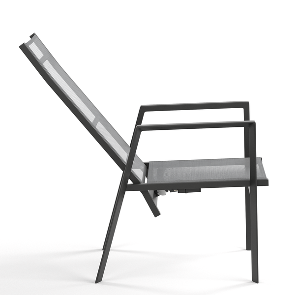 Verstellbarer Gartenstuhl Myluna 2er-Set - Aluminium / Webstoff - Grau