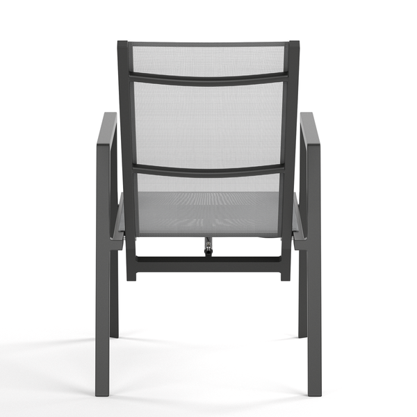 Verstellbarer Gartenstuhl Myluna 2er-Set - Aluminium / Webstoff - Grau