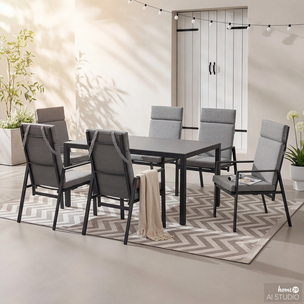 Verstellbarer Gartenstuhl Myluna 2er-Set - Aluminium / Webstoff - Grau