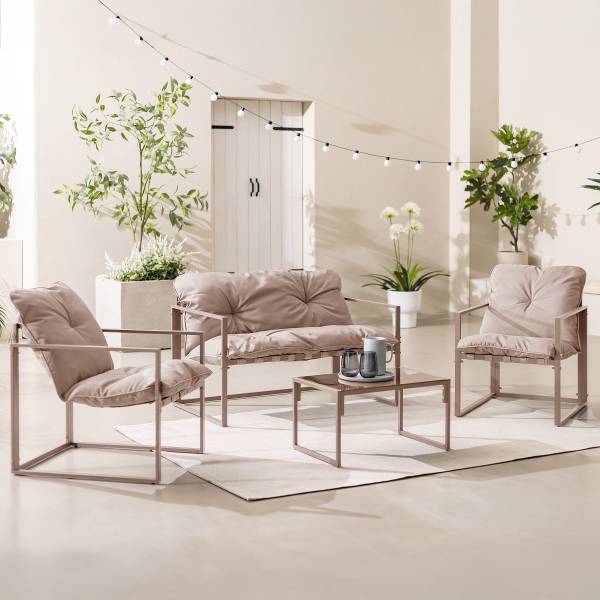 Gartensitzgruppe Savva 4-teilig - Stahl / Webstoff - Beige
