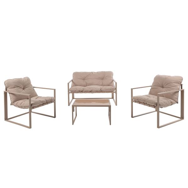 Gartensitzgruppe Savva 4-teilig - Stahl / Webstoff - Beige