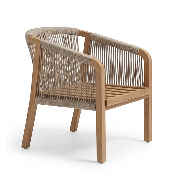 Loungesessel Mori - Akazie massiv / Webstoff - Akazie Braun / Beige