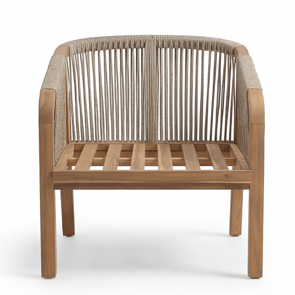 Loungesessel Mori - Akazie massiv / Webstoff - Akazie Braun / Beige