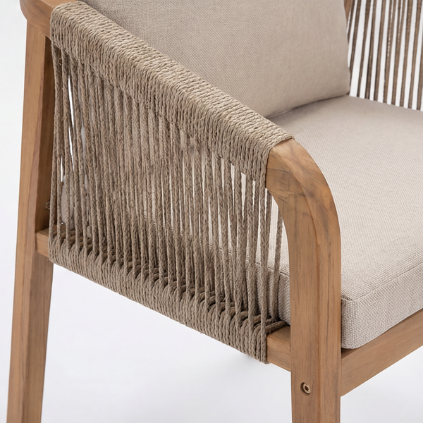 Loungesessel Mori - Akazie massiv / Webstoff - Akazie Braun / Beige