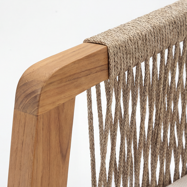 Loungesessel Mori - Akazie massiv / Webstoff - Akazie Braun / Beige