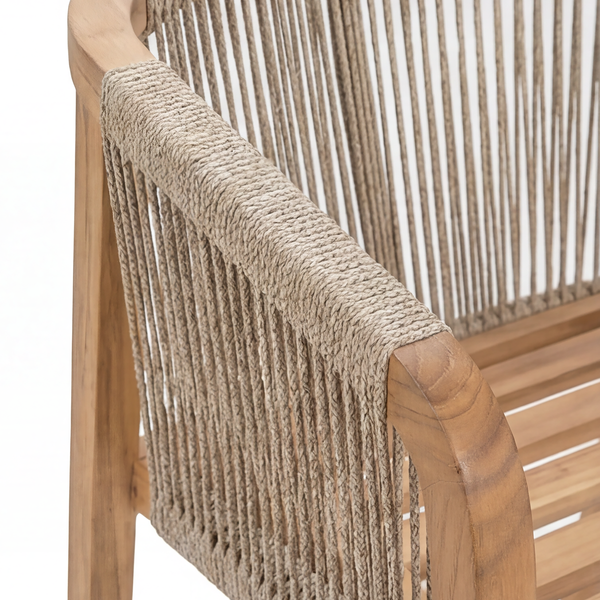 Loungesessel Mori - Akazie massiv / Webstoff - Akazie Braun / Beige