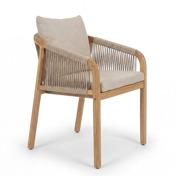 Gartenstuhl Evoa 2er-Set - Akazie massiv / Webstoff - Beige