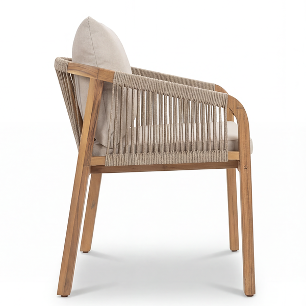 Gartenstuhl Evoa 2er-Set - Akazie massiv / Webstoff - Beige