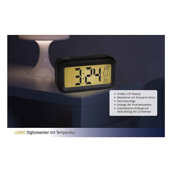 Digital Wecker Lumio - ABS - Schwarz