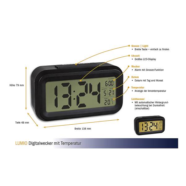 Digital Wecker Lumio - ABS - Schwarz