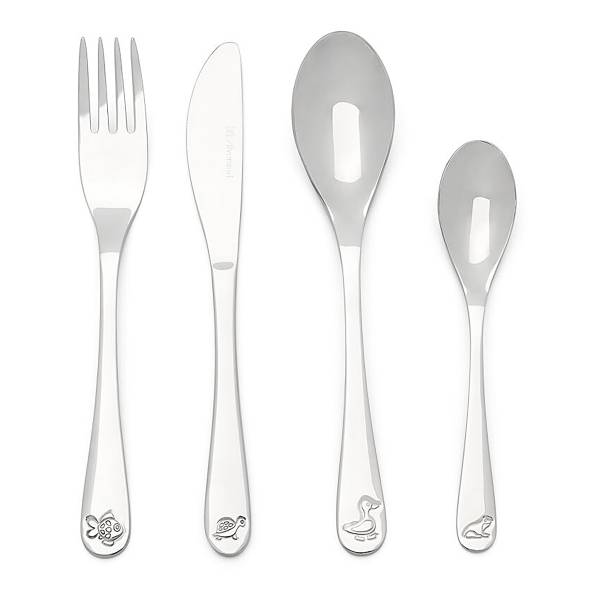 Kinderbesteck Gartenteichtiere 4-teilig - Edelstahl - Silber