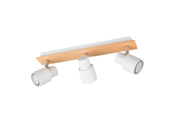 Deckenleuchte Pierre - Eisen / Esche massiv - Weiß - Flammenanzahl: 3