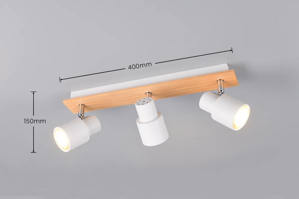 Deckenleuchte Pierre - Eisen / Esche massiv - Weiß - Flammenanzahl: 3