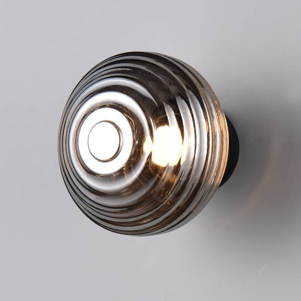 LED-Wandleuchte Earl - Rauchglas / Eisen - 1-flammig - Grau