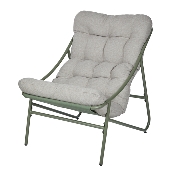 Sessel COZY TOWN mit Kissen - Stahl/PVC/Polyester - Grün - Olivgrün