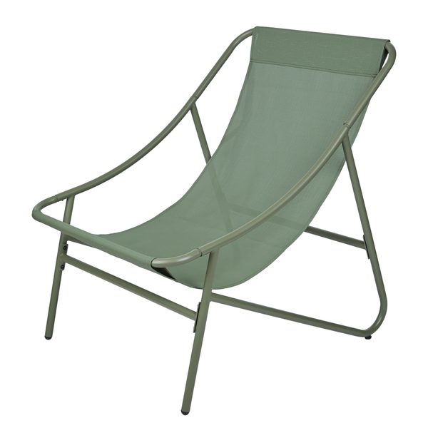 Sessel COZY TOWN mit Kissen - Stahl/PVC/Polyester - Grün - Olivgrün