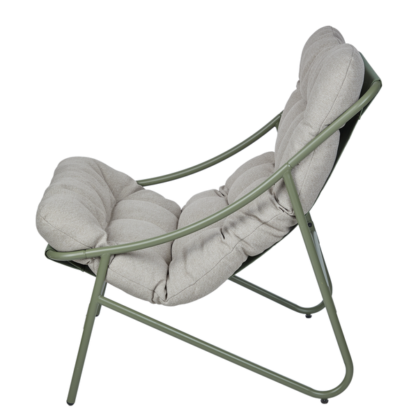 Sessel COZY TOWN mit Kissen - Stahl/PVC/Polyester - Grün - Olivgrün