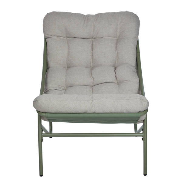 Sessel COZY TOWN mit Kissen - Stahl/PVC/Polyester - Grün - Olivgrün
