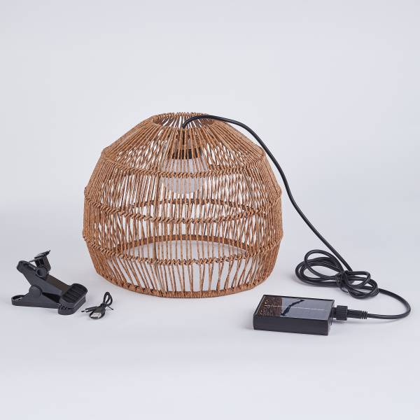 Solar Hängeleuchte SOLANA - Polyethylen, Stahl - Beige - 32 x 32 cm
