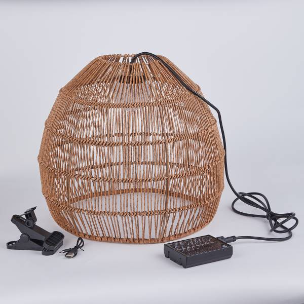 Solar Hängeleuchte SOLANA - Polyethylen, Stahl - Beige - 40 x 40 cm