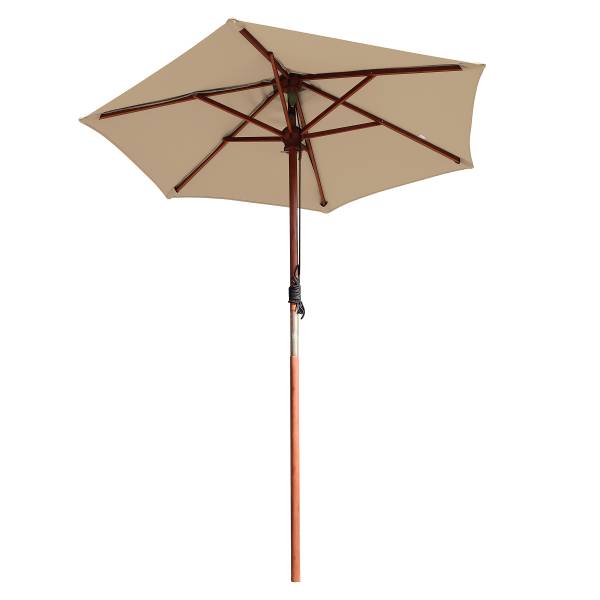 Sonnenschirm Sombrilla - Eukalyptus massiv / Polyester - Beige - Durchmesser: 200 cm