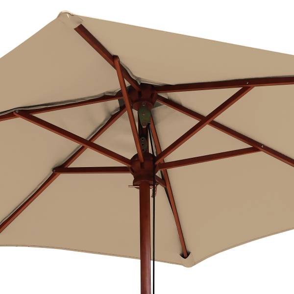 Sonnenschirm Sombrilla - Eukalyptus massiv / Polyester - Beige - Durchmesser: 200 cm