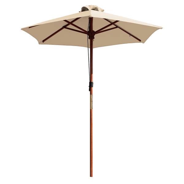 Sonnenschirm Sombrilla - Eukalyptus massiv / Polyester - Beige - Durchmesser: 200 cm