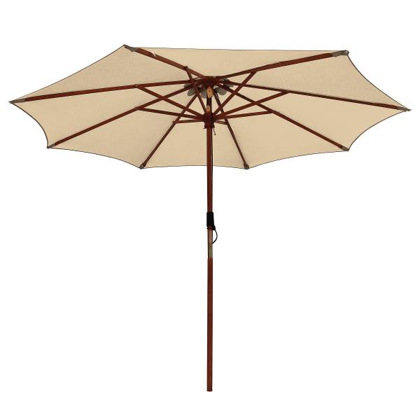 Sonnenschirm Sombrilla - Eukalyptus massiv / Polyester - Beige - Durchmesser: 300 cm