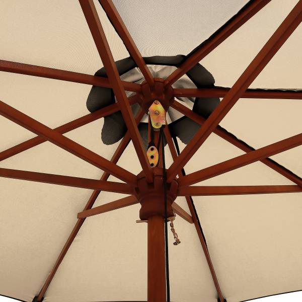 Sonnenschirm Sombrilla - Eukalyptus massiv / Polyester - Beige - Durchmesser: 300 cm
