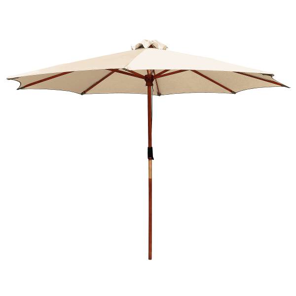 Sonnenschirm Sombrilla - Eukalyptus massiv / Polyester - Beige - Durchmesser: 300 cm