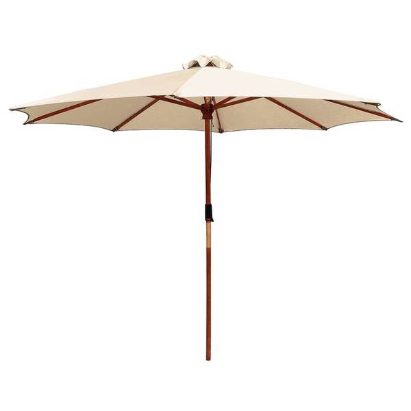 Sonnenschirm Sombrilla - Eukalyptus massiv / Polyester - Beige - Durchmesser: 300 cm