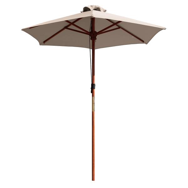 Sonnenschirm Sombrilla - Eukalyptus massiv / Polyester - Taupe - Durchmesser: 200 cm