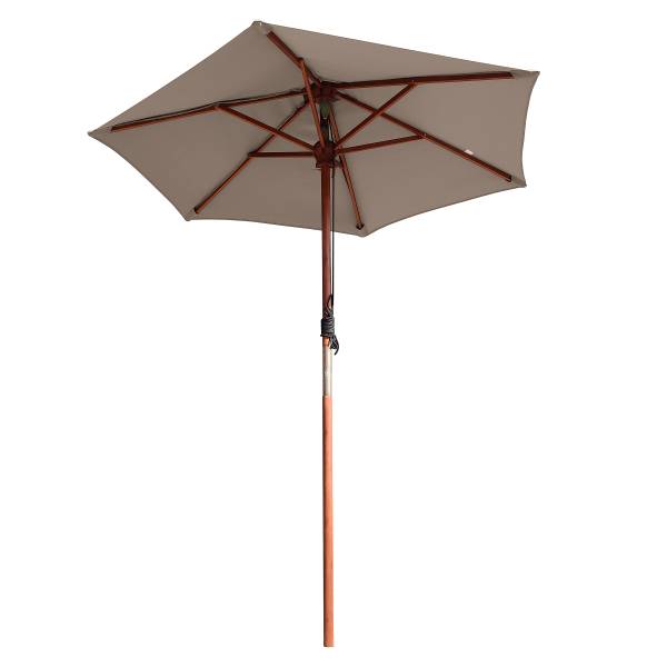 Sonnenschirm Sombrilla - Eukalyptus massiv / Polyester - Taupe - Durchmesser: 200 cm