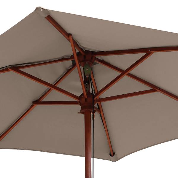 Sonnenschirm Sombrilla - Eukalyptus massiv / Polyester - Taupe - Durchmesser: 200 cm