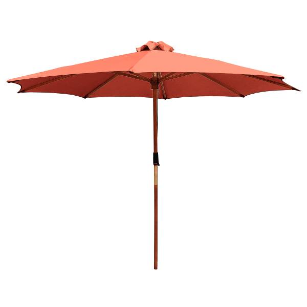 Sonnenschirm Sombrilla - Eukalyptus massiv / Polyester - Terracotta - Durchmesser: 300 cm