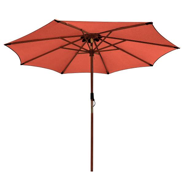 Sonnenschirm Sombrilla - Eukalyptus massiv / Polyester - Terracotta - Durchmesser: 300 cm