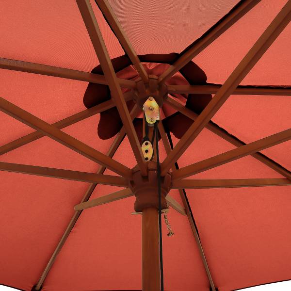 Sonnenschirm Sombrilla - Eukalyptus massiv / Polyester - Terracotta - Durchmesser: 300 cm
