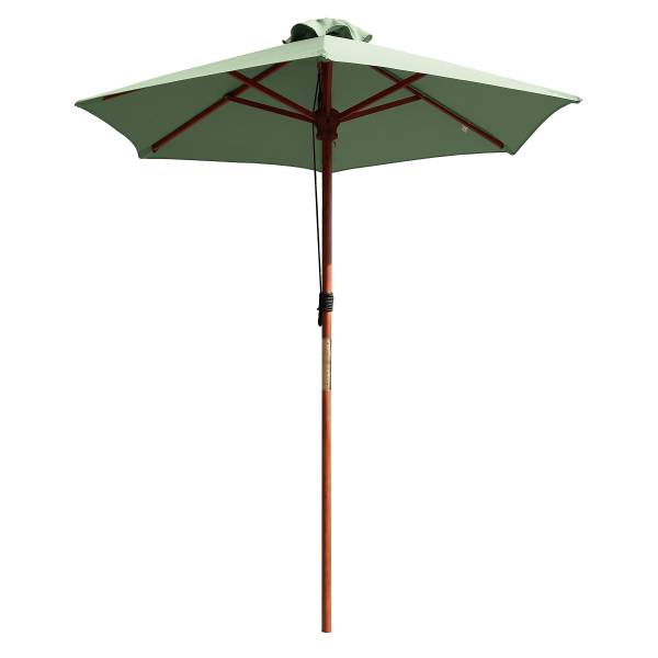 Sonnenschirm Sombrilla - Eukalyptus massiv / Polyester - Salbei - Durchmesser: 200 cm