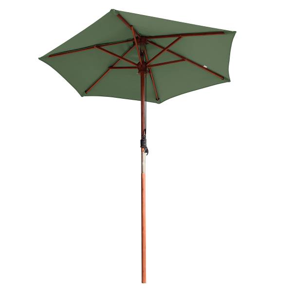 Sonnenschirm Sombrilla - Eukalyptus massiv / Polyester - Salbei - Durchmesser: 200 cm