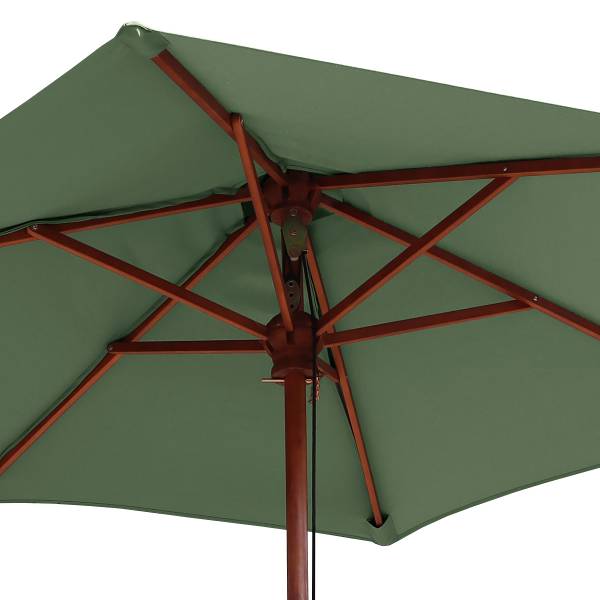 Sonnenschirm Sombrilla - Eukalyptus massiv / Polyester - Salbei - Durchmesser: 200 cm